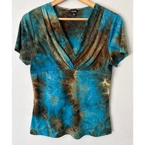 Vintage Y2K Babydoll Whimsigoth Fairycore Top M Blue Tie Dye Grunge Festival